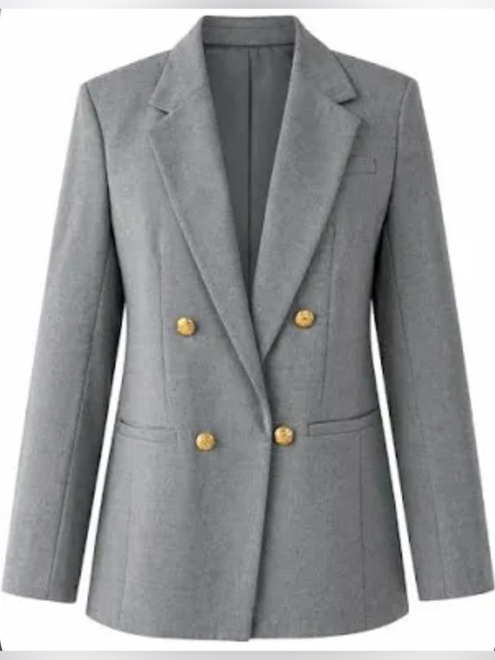 Banana Republic Boyfriend Blazer Grey with Gold Buttons size 2 - Picture 3 of 10